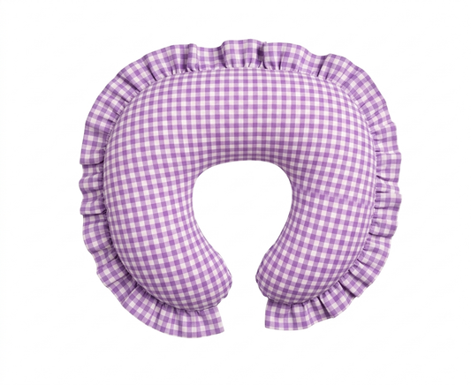 Purple Gingham Ruffle Nursing Pillow Cover