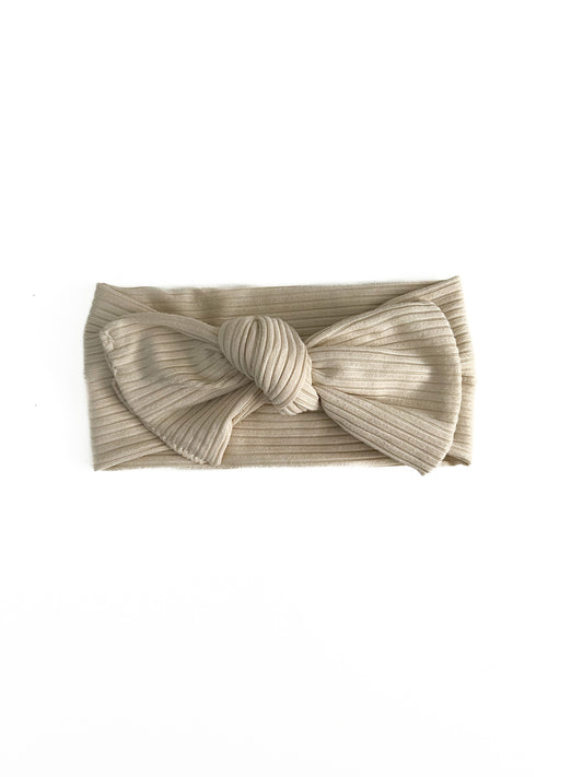 Oat Beige Baby Girl Bow Headwrap